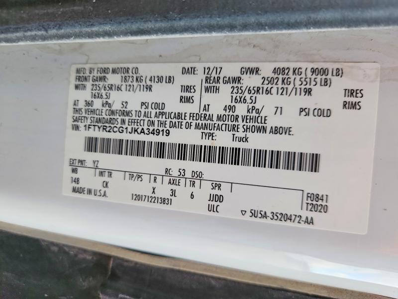 2018 Ford Transit 250 Utility / Service van