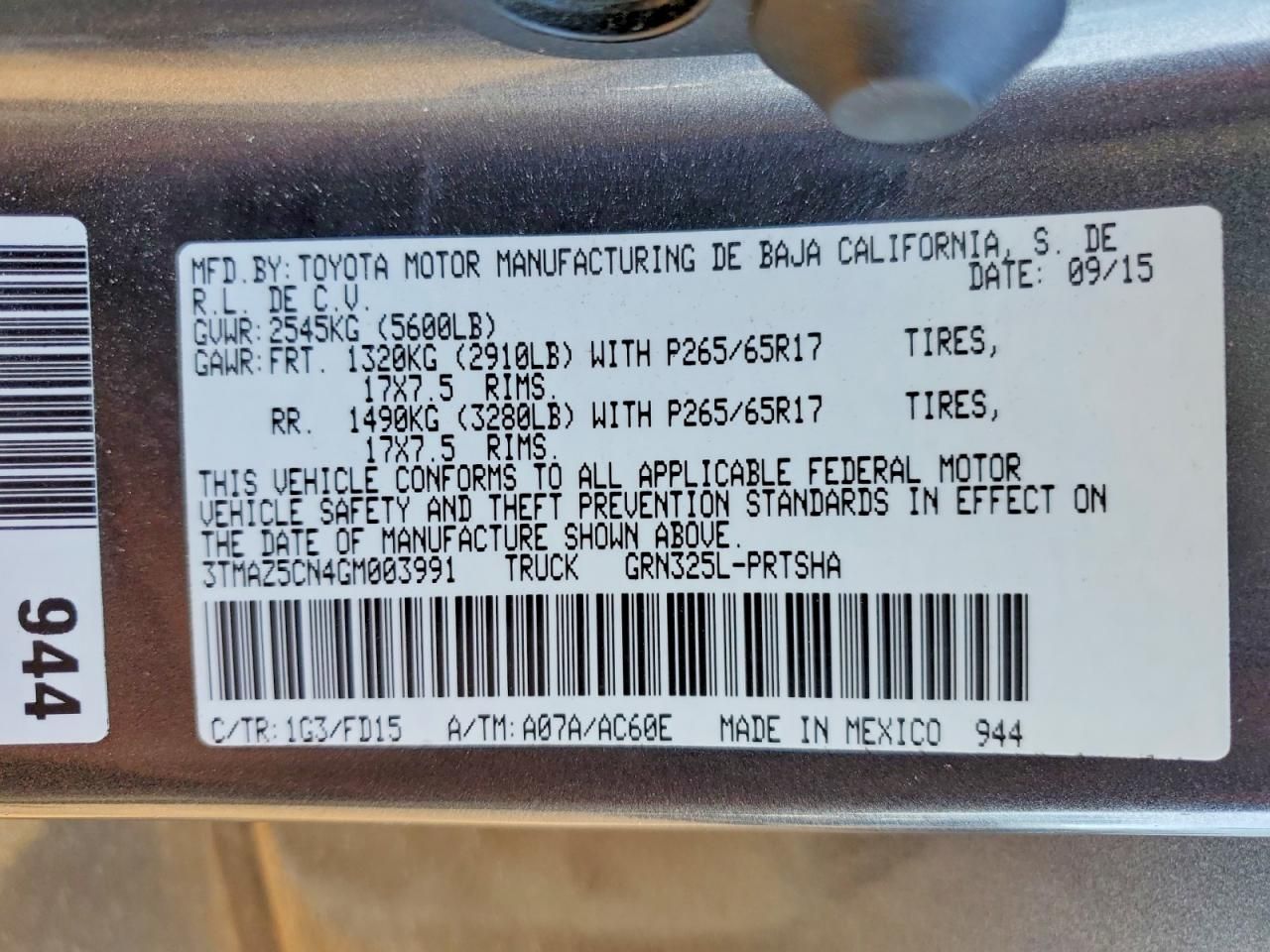 2016 Toyota Tacoma Double cab