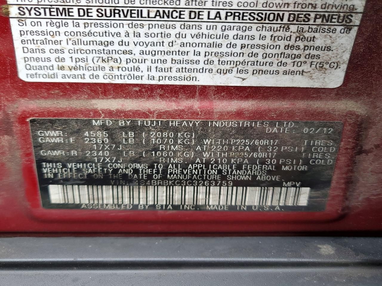 2012 Subaru Outback 2.5i Limited