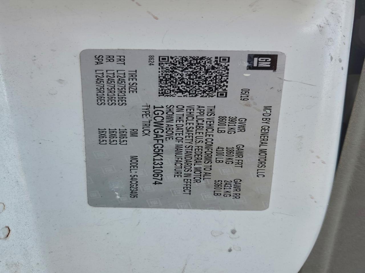 2019 Chev Express Cargo 2500 1