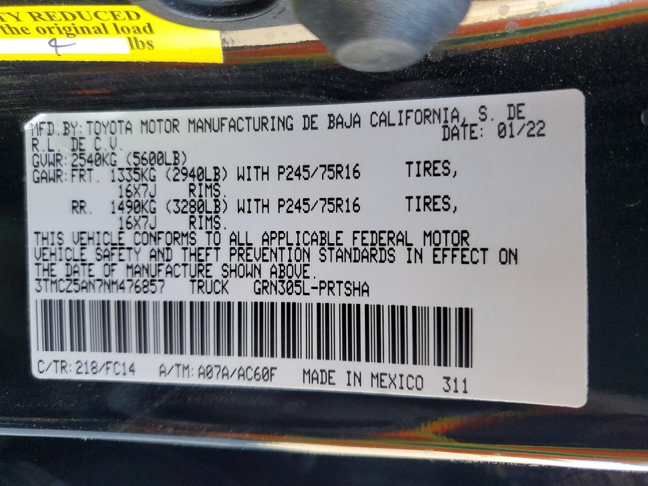 2022 Toyota Tacoma SR5 V6