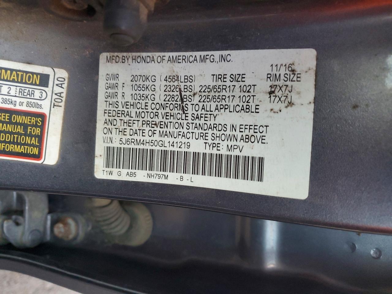 2016 Honda Cr-v ex