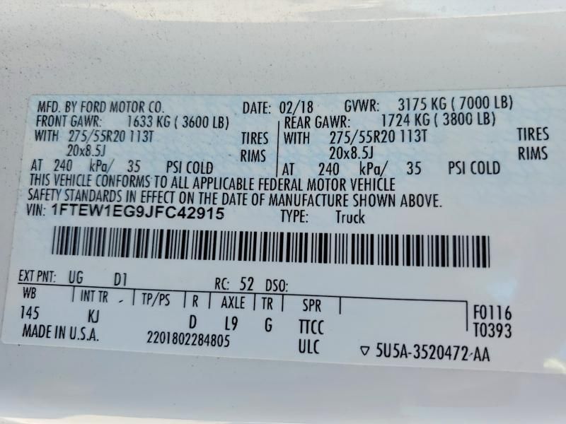 2018 Ford F150 Supercrew