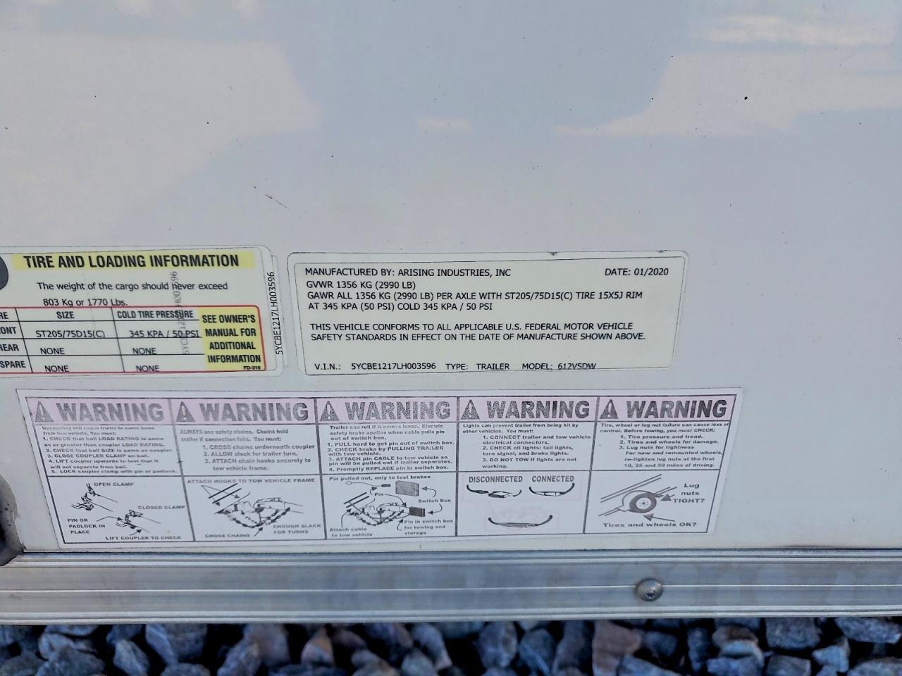 2020 Arising Industries, Inc 2020 Arising INDUSTRIES, Enclosed Trailer 12'