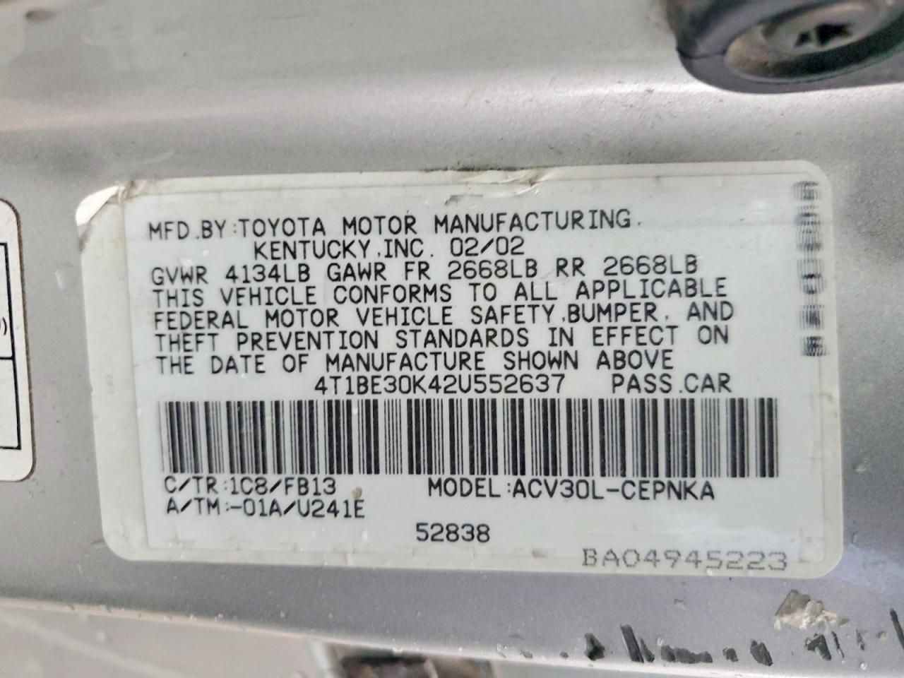 2002 Toyota Camry le