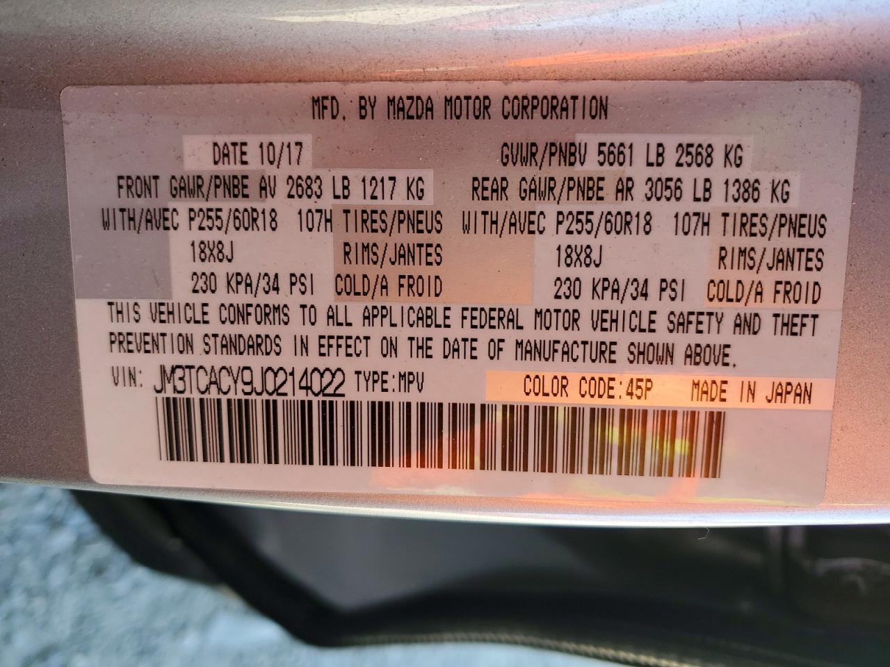 2018 Mazda Cx-9 Touring