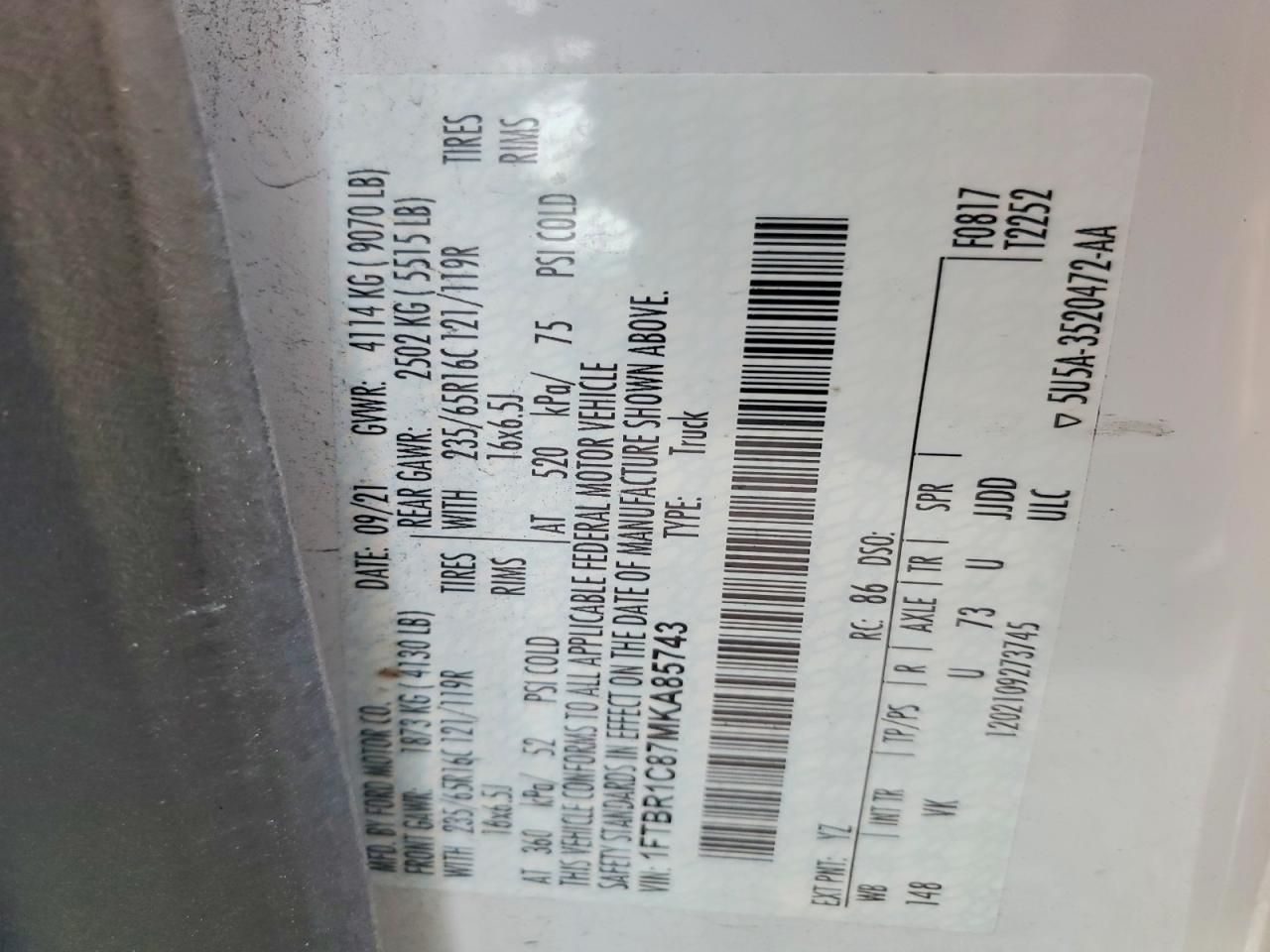 2021 Ford Transit T-250 Delivery van