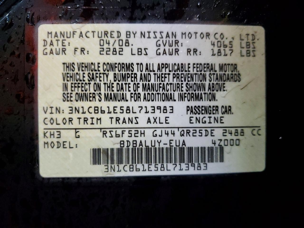 2008 Nissan Sentra Se-r Spec v