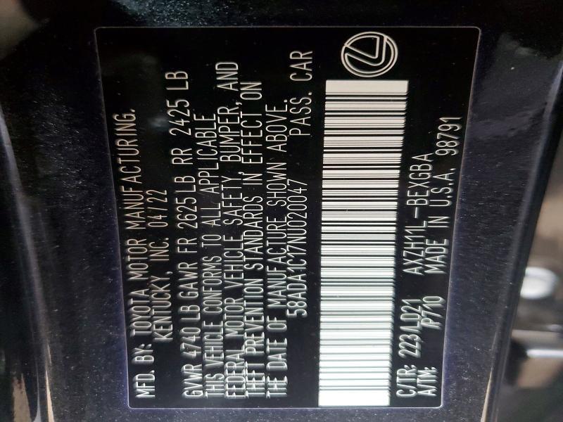 2022 Lexus Es 300h Base
