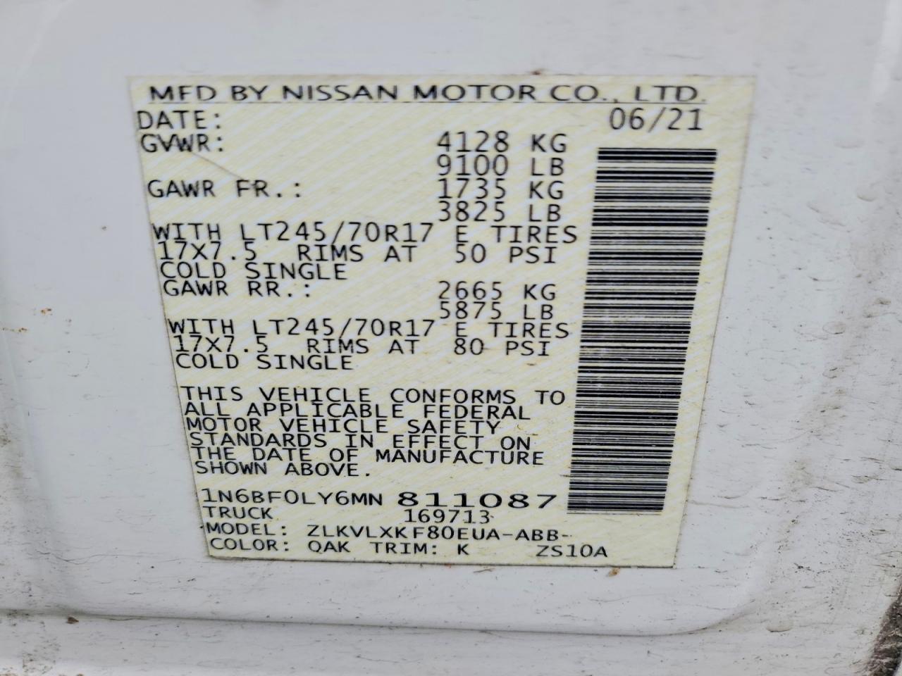 2021 Niss AN NV 2500 Utility / Service Van