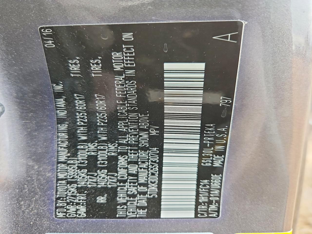 2016 Toyota Sienna le