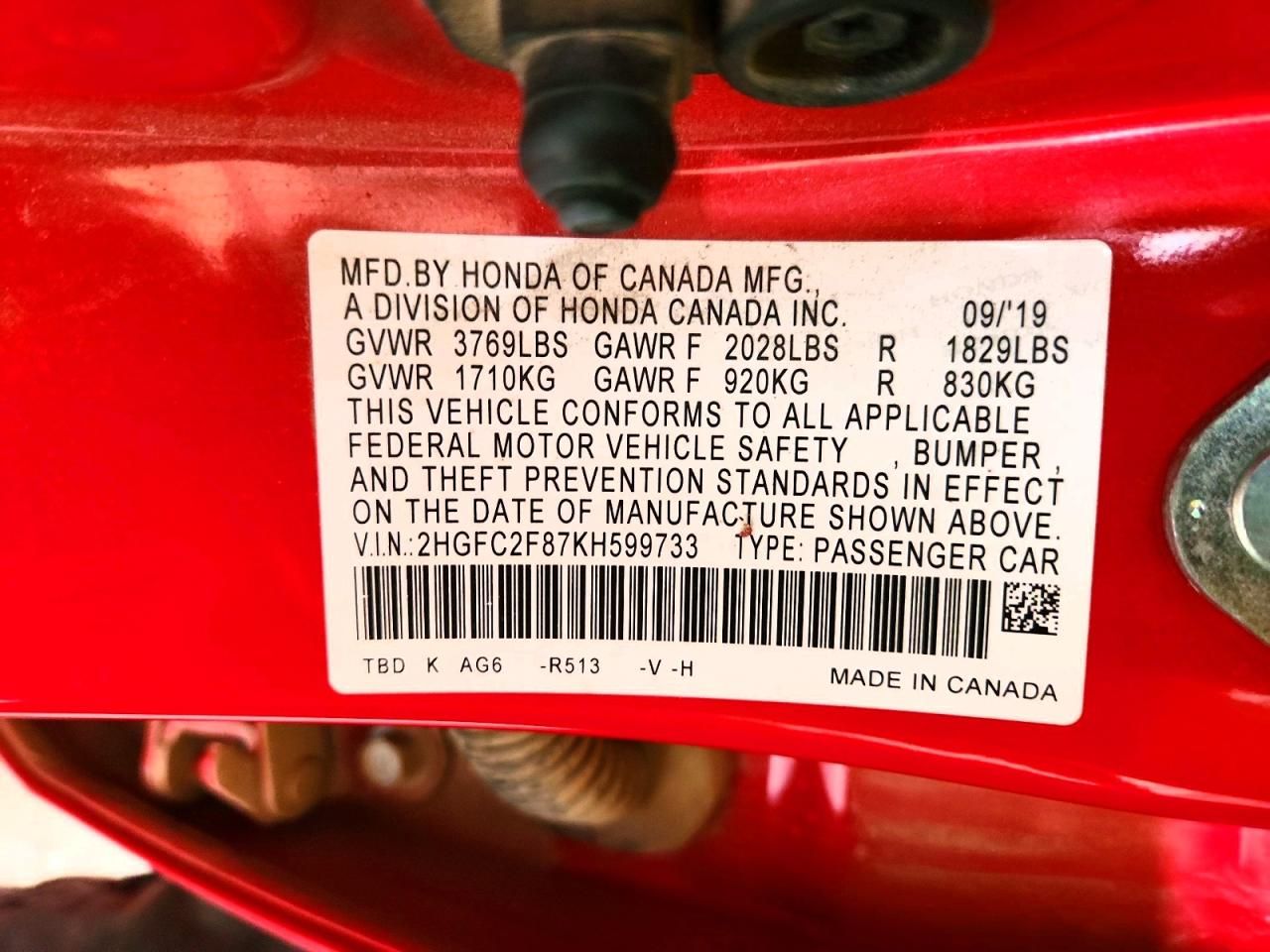 2019 Honda Civic Sport