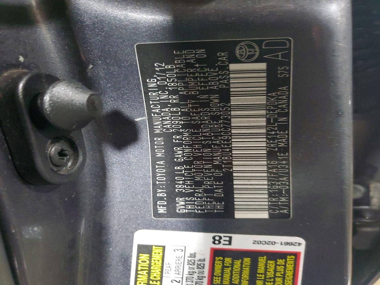 2012 Toyota Corolla Base