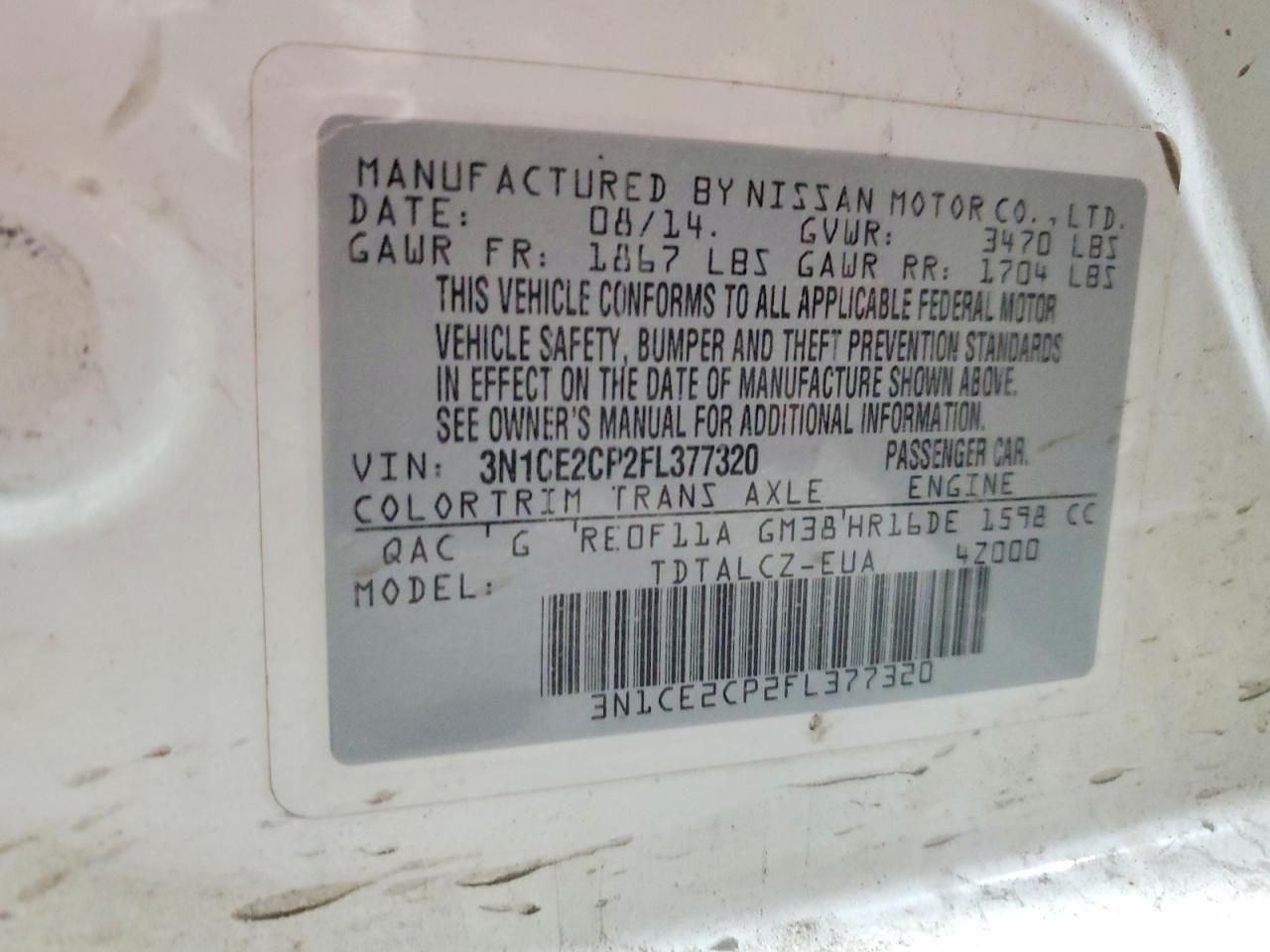 2015 Nissan Versa Note s