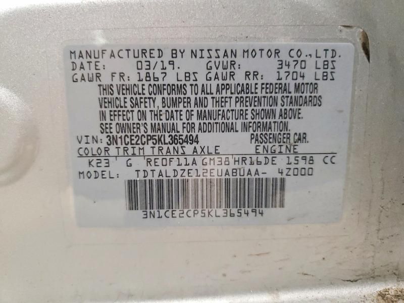 2019 Nissan Versa Note s