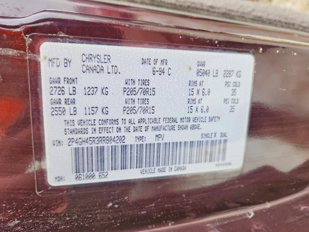 1994 Plymouth Voyager se