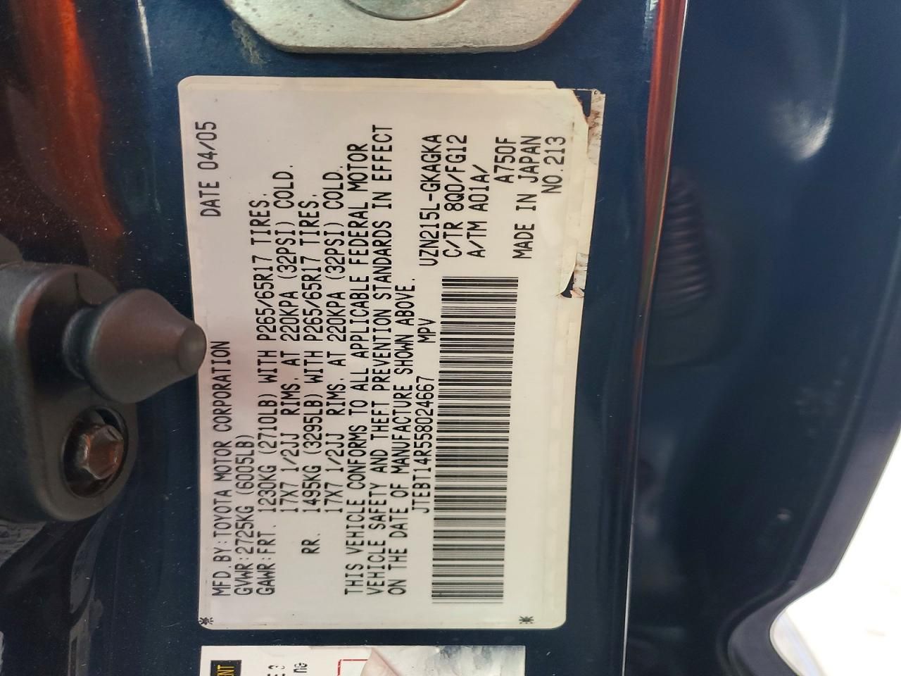 2005 Toyota 4runner SR5