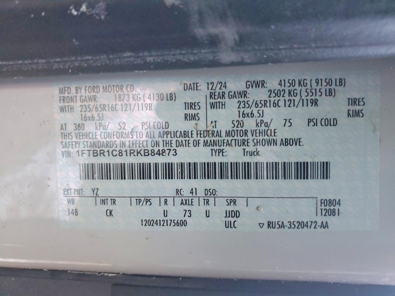 2024 Ford Transit 250 Utility / Service Van