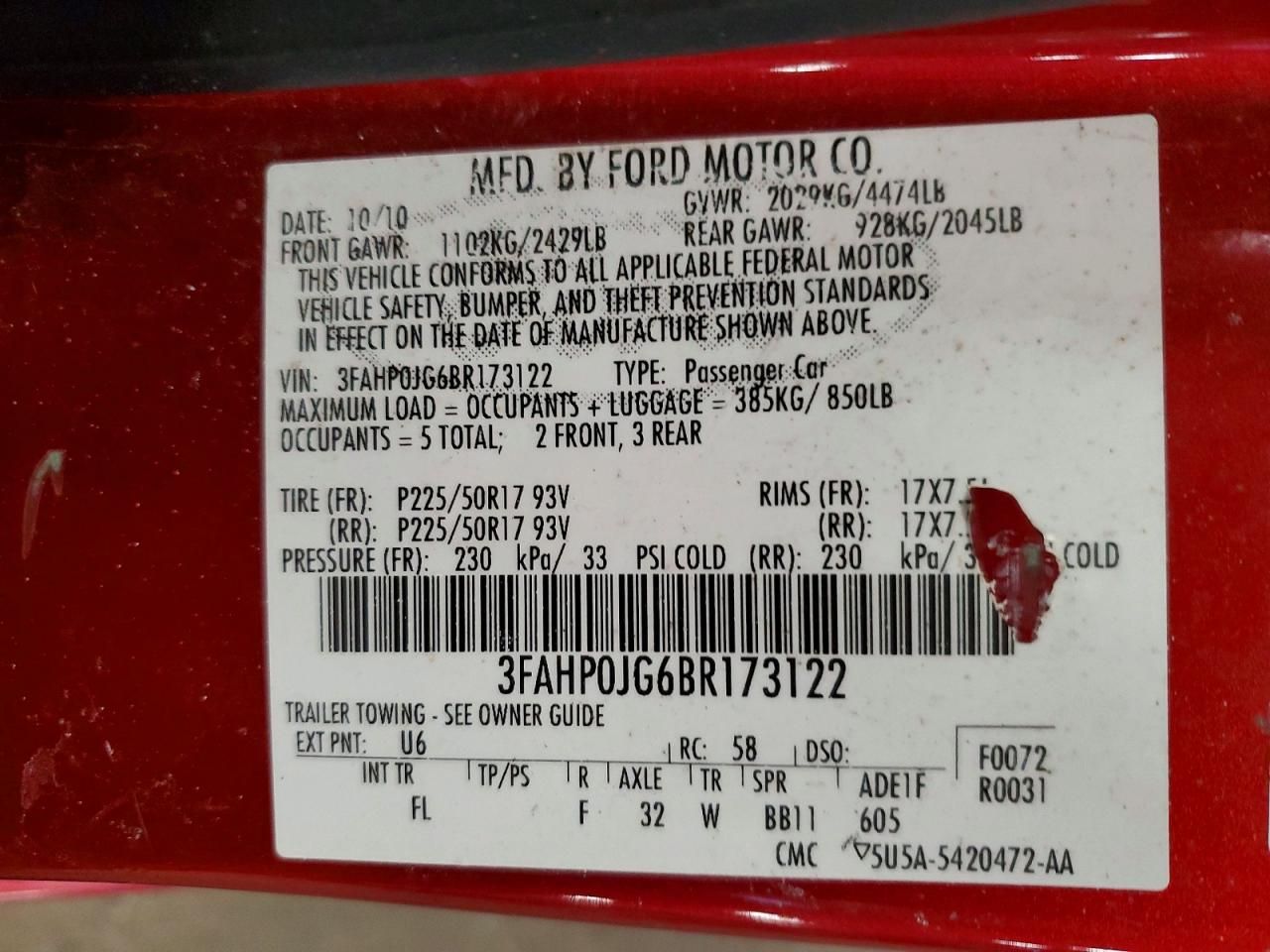 2011 Ford Fusion sel