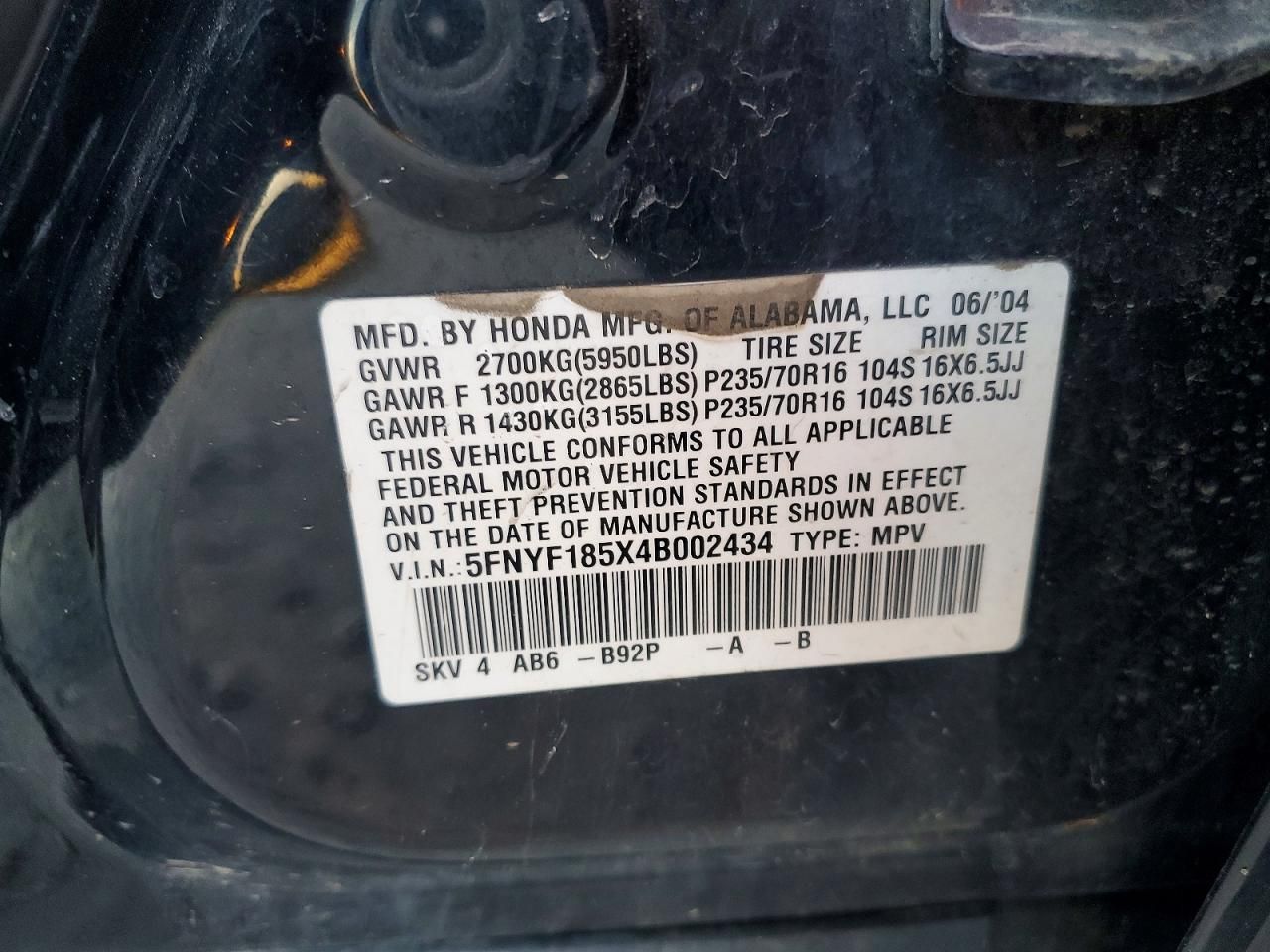 2004 Honda Pilot exl