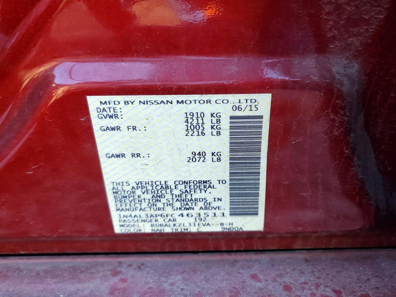 2015 Niss Altima 2.5