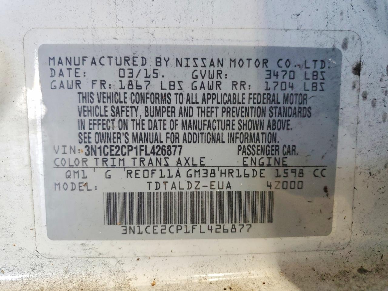 2015 Nissan Versa Note s