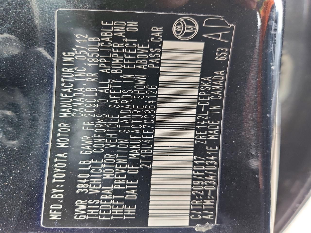 2012 Toyota Corolla Base