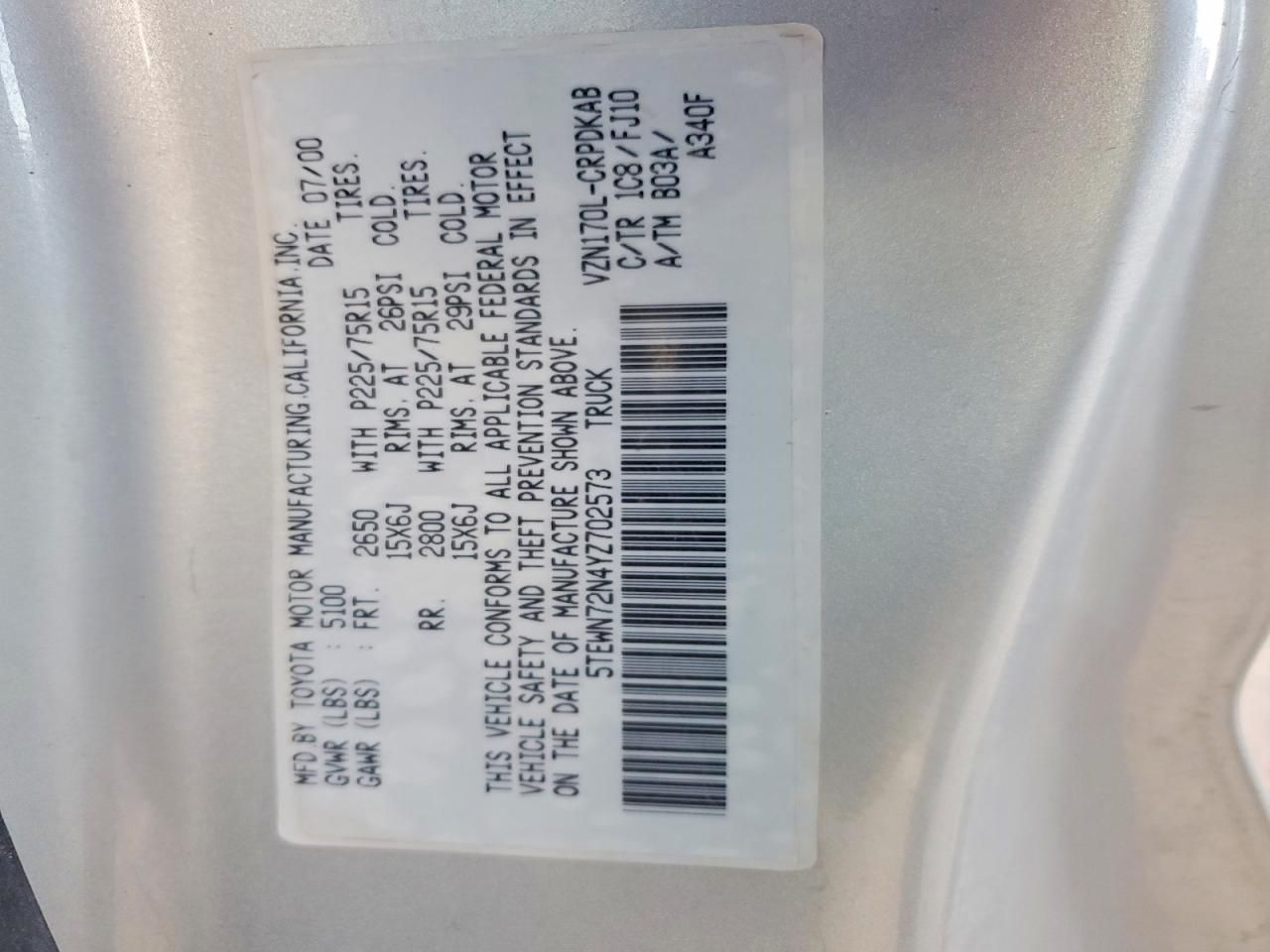 2000 Toyota Tacoma Xtracab