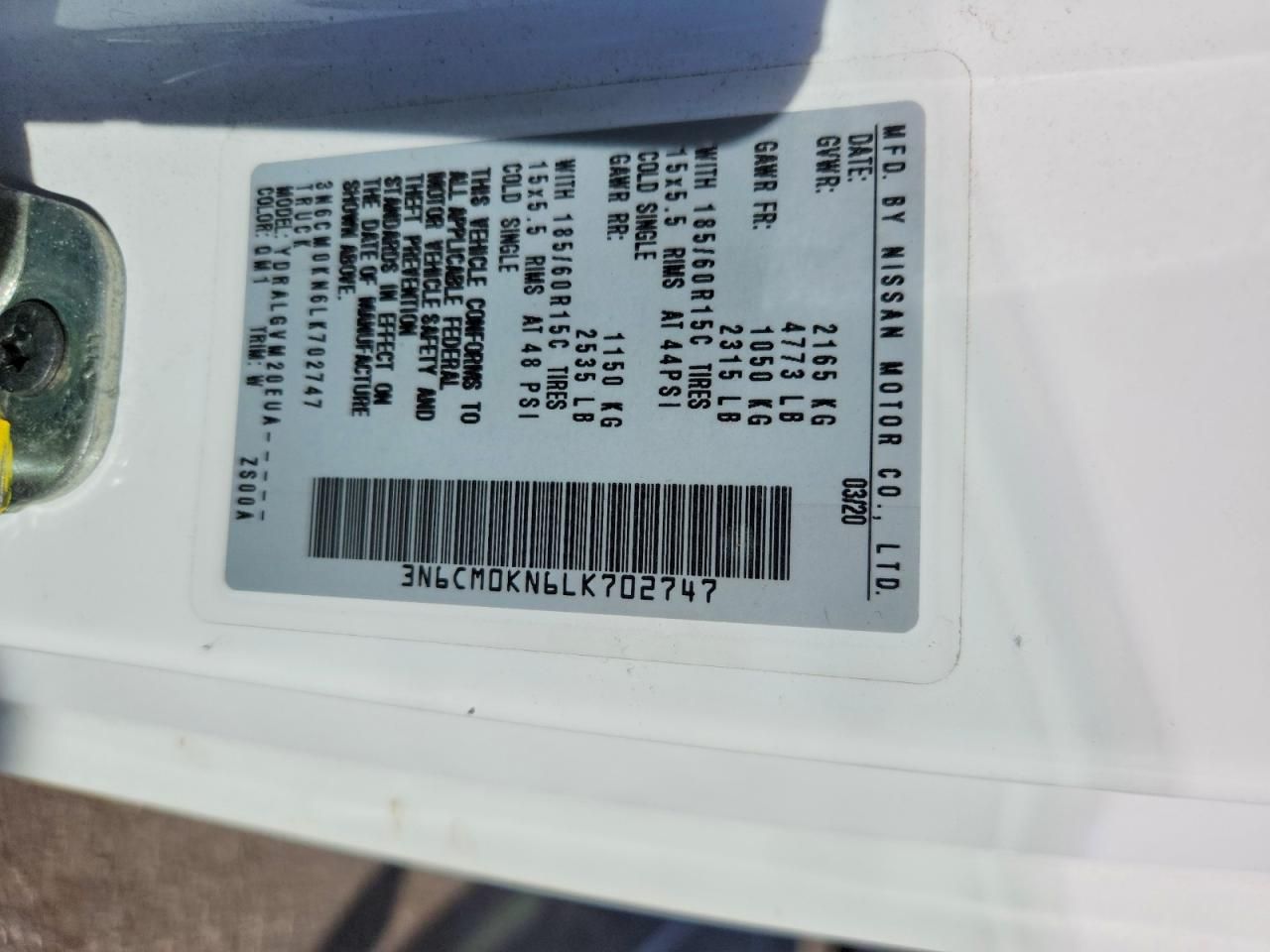 2020 Nissan NV200 Delivery Van