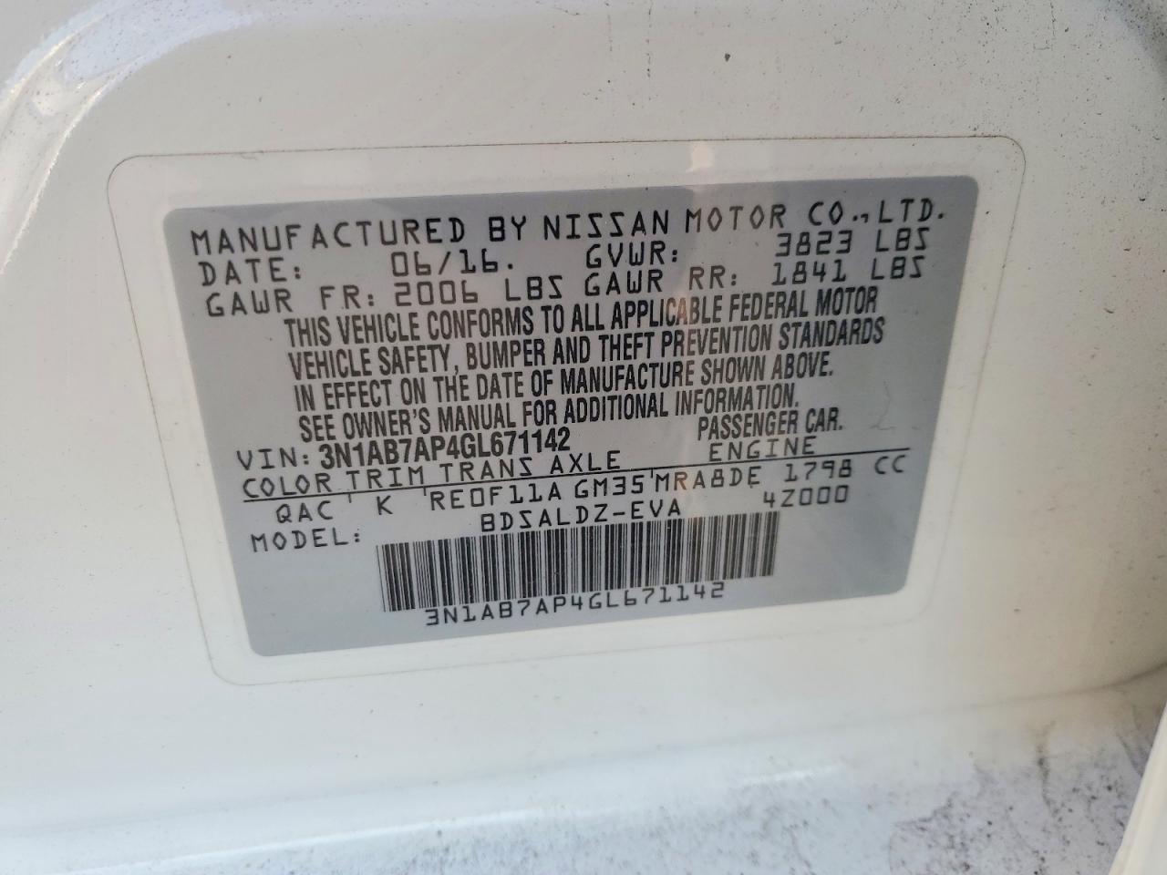2016 Nissan Sentra s