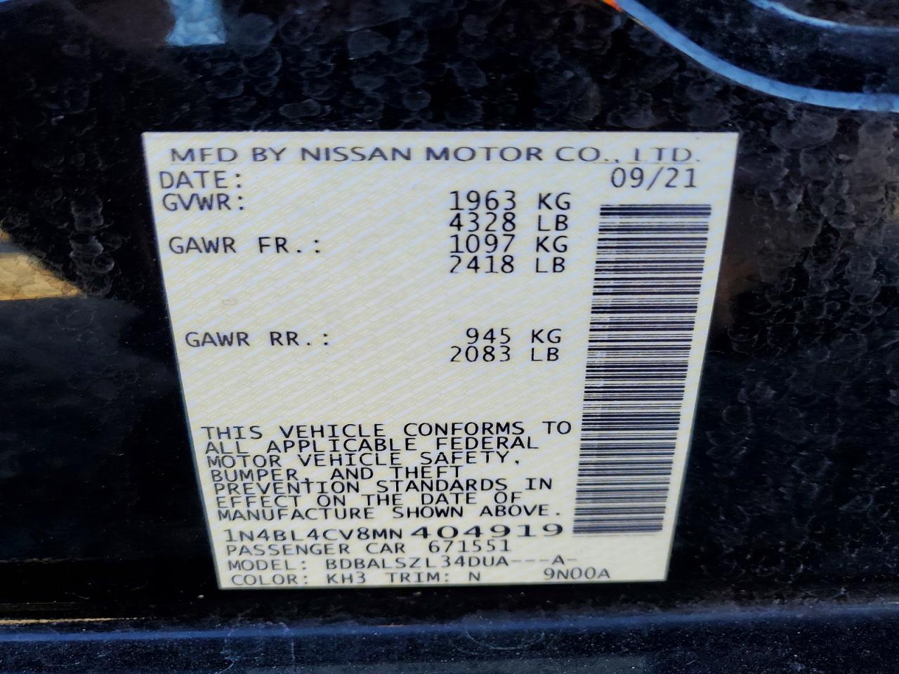 2021 Nissan Altima sr