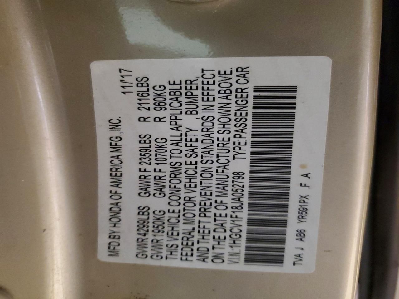 2018 Honda Accord lx