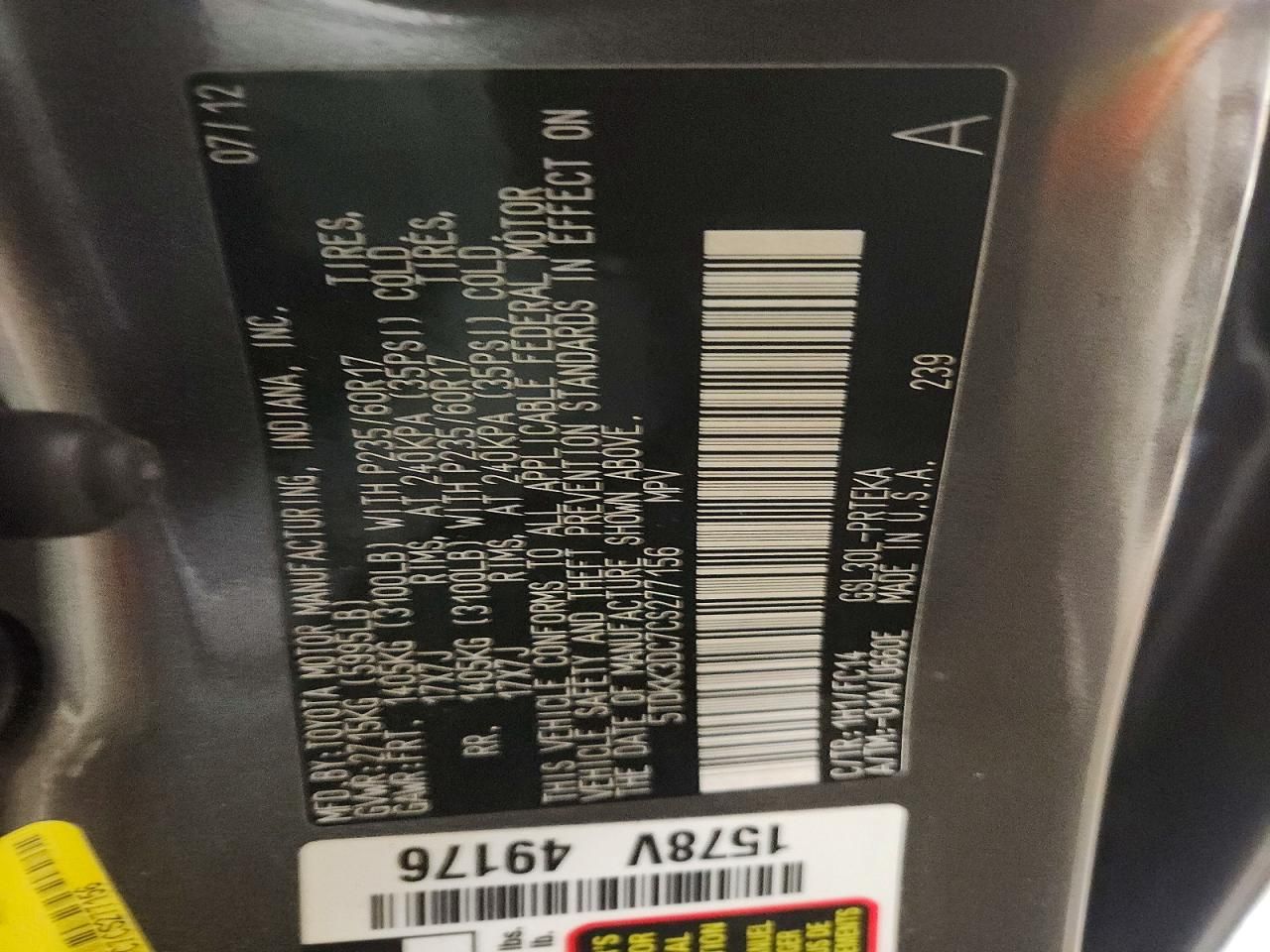 2012 Toyota Sienna le