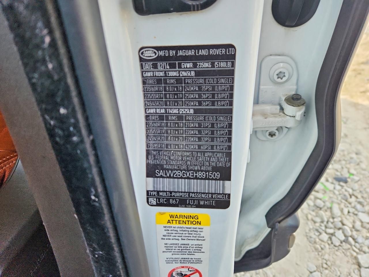 2014 Land Rover Range Rover Evoque Prestige Premium