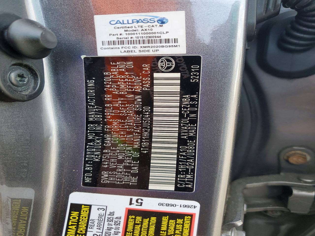 2018 Toyota Camry l