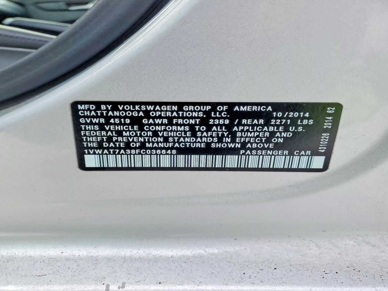 2015 Volkswagen Passat s