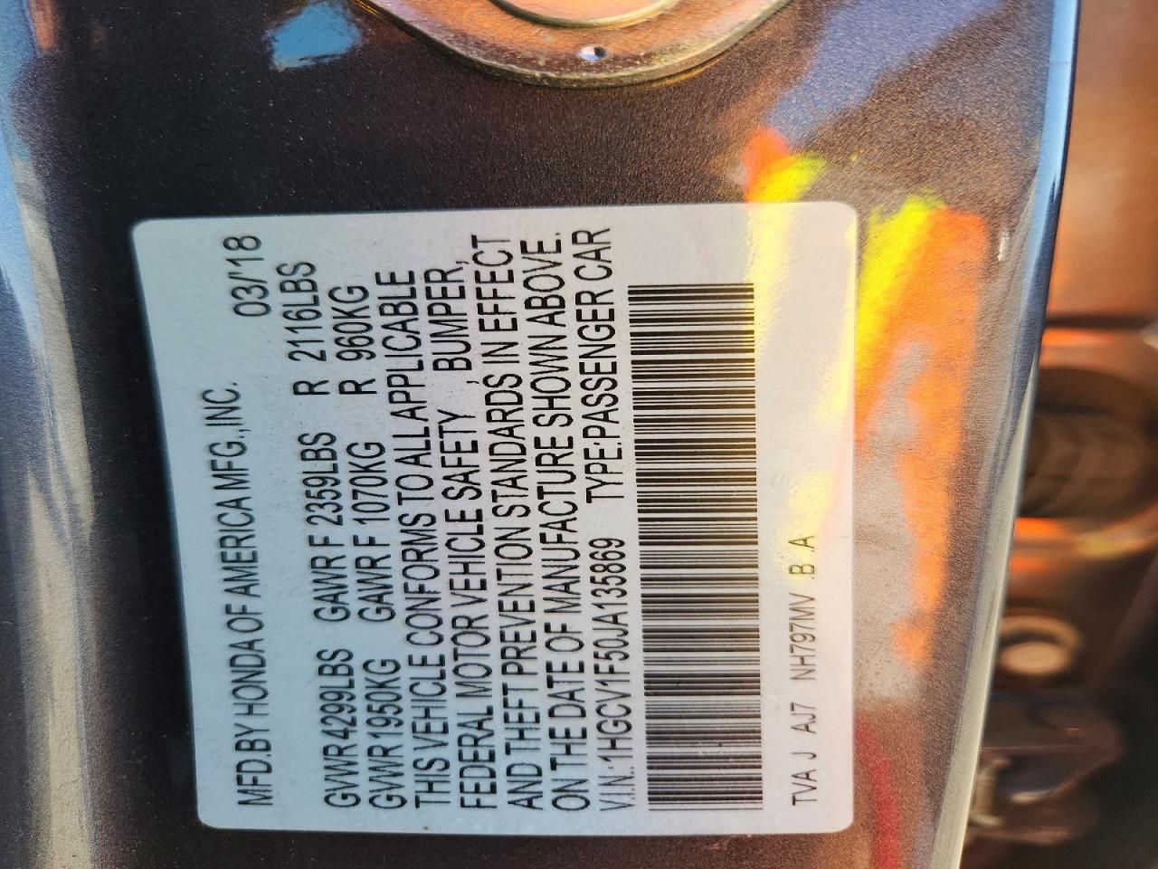 2018 Honda Accord exl