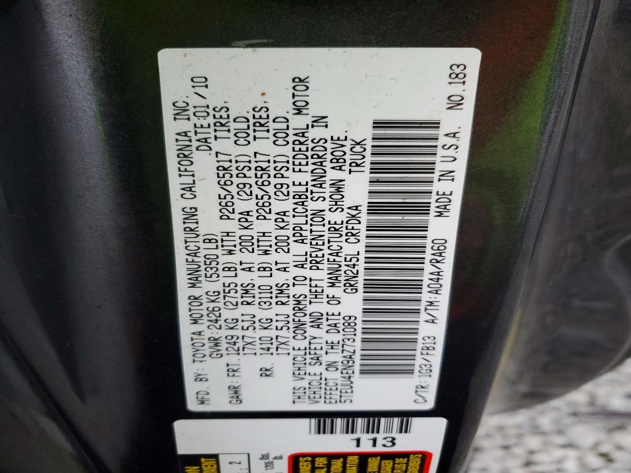 2010 Toyota Tacoma Access cab