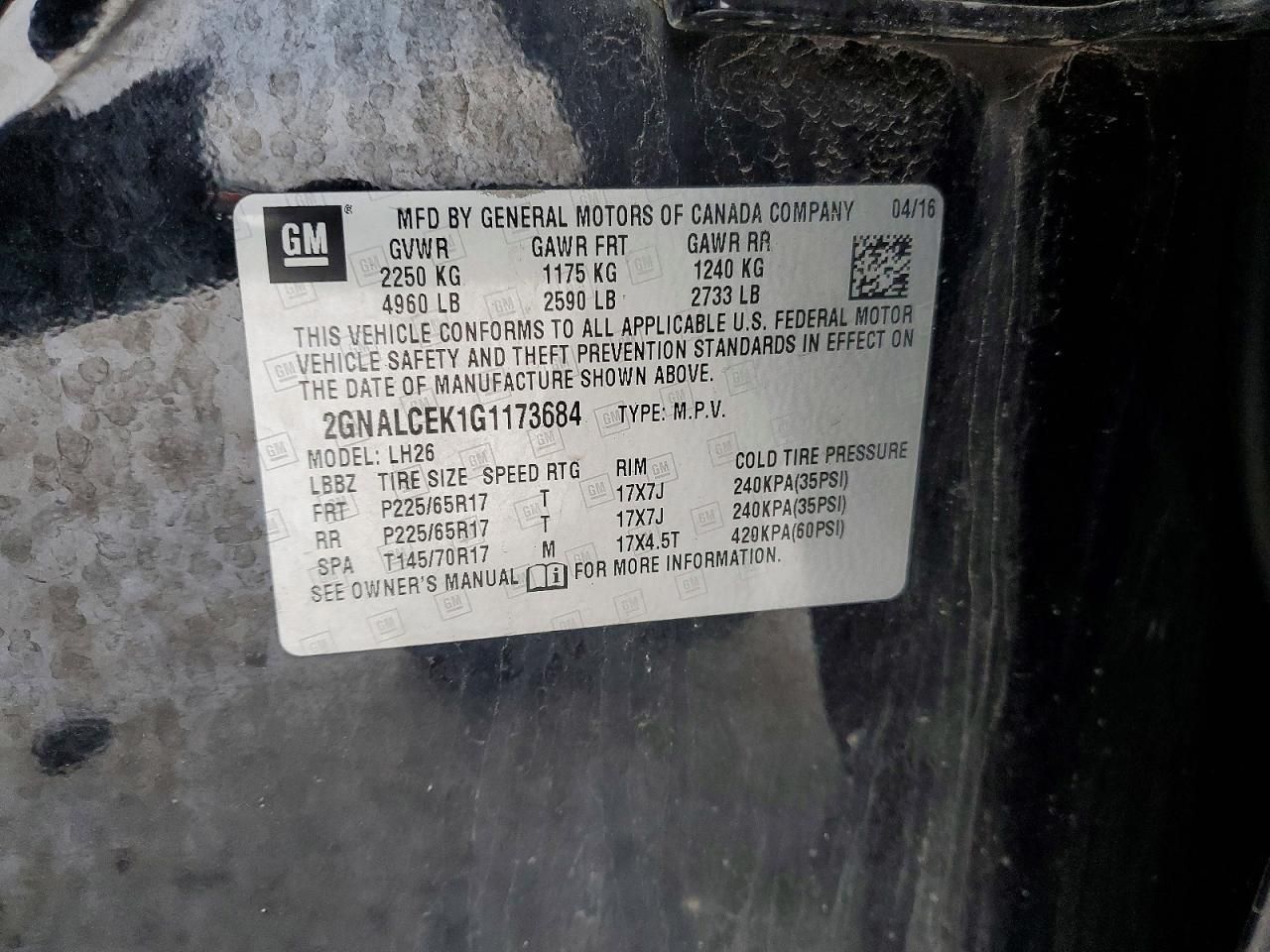 2016 Chevrolet Equinox lt