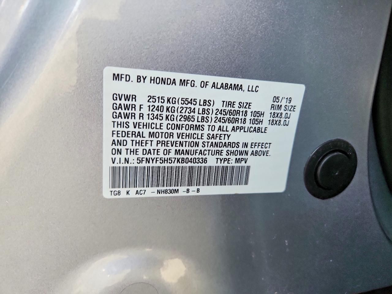 2019 Honda Pilot exl