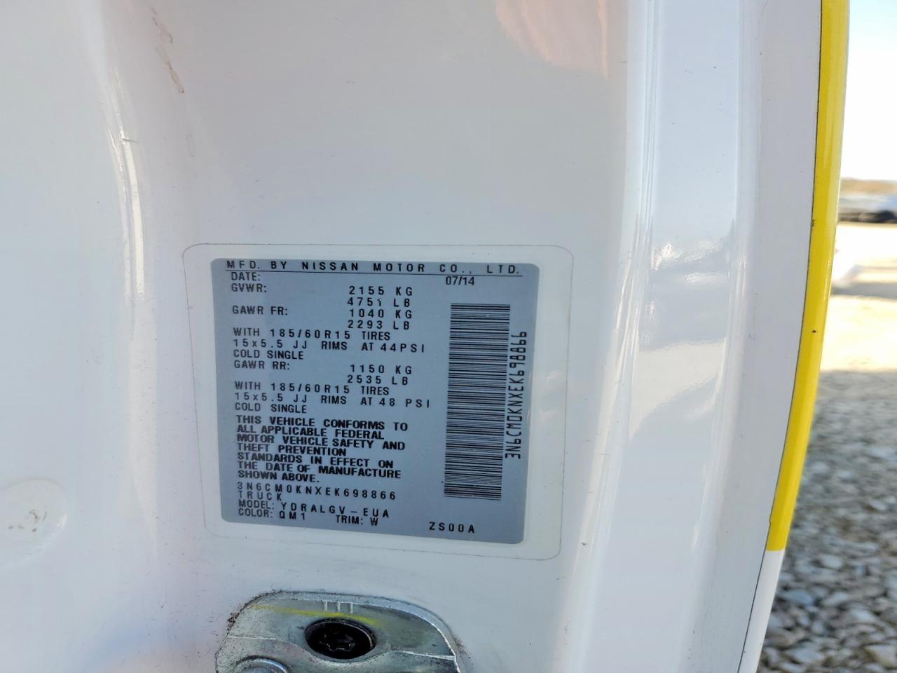 2014 Niss NV200 2.5S 2.5SV