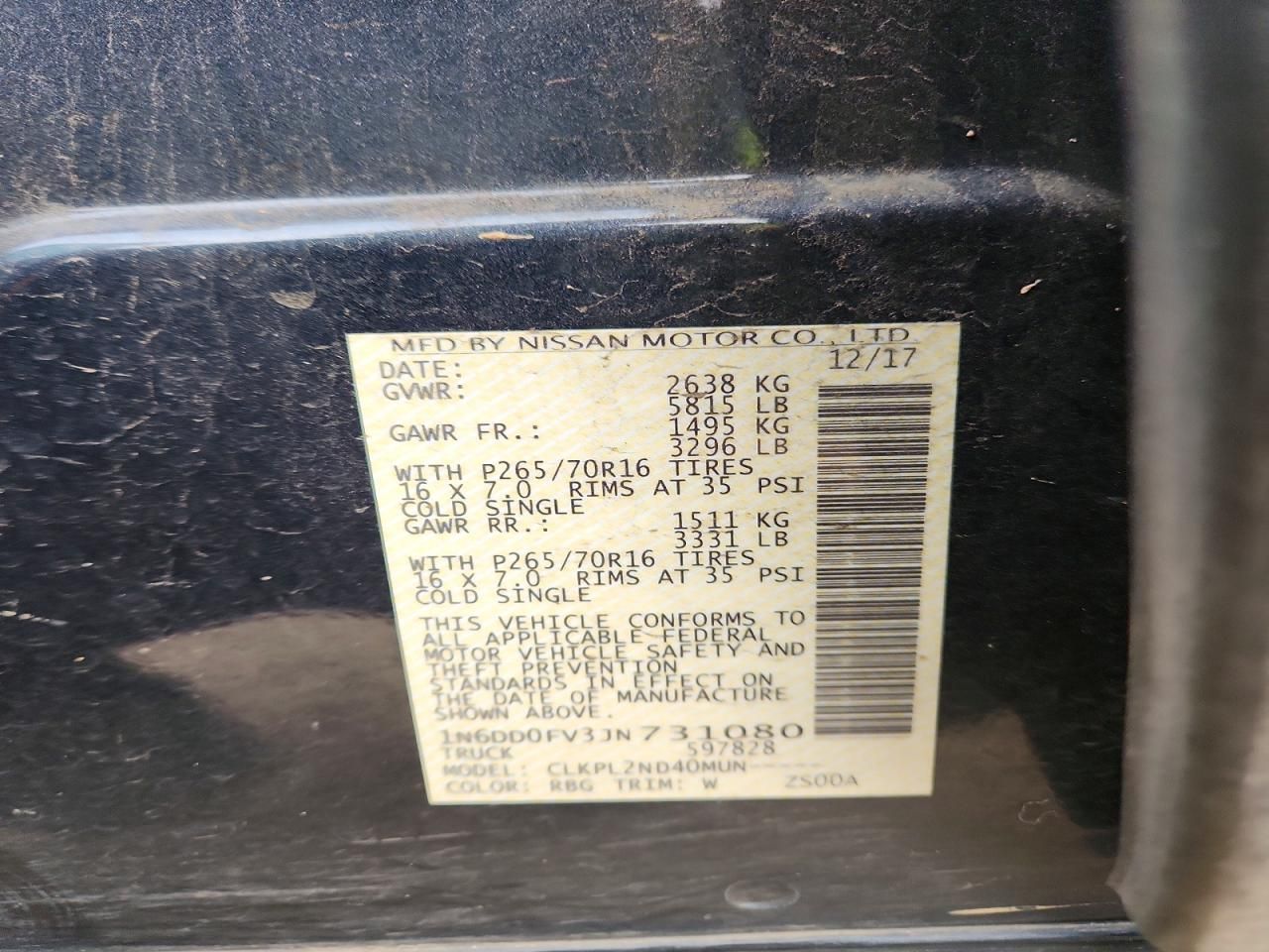 2018 Nissan Frontier sv