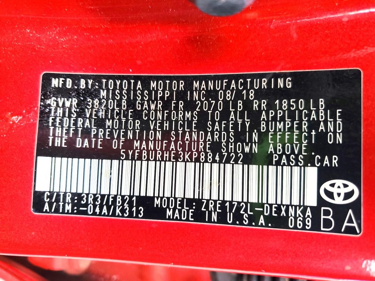 2019 Toyota Corolla l