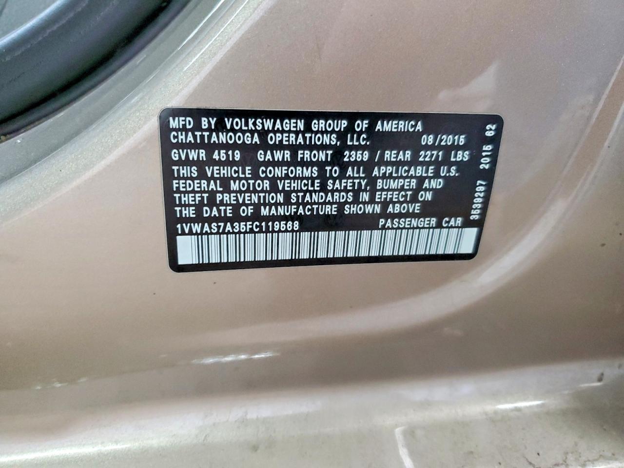 2015 Volkswagen Passat s