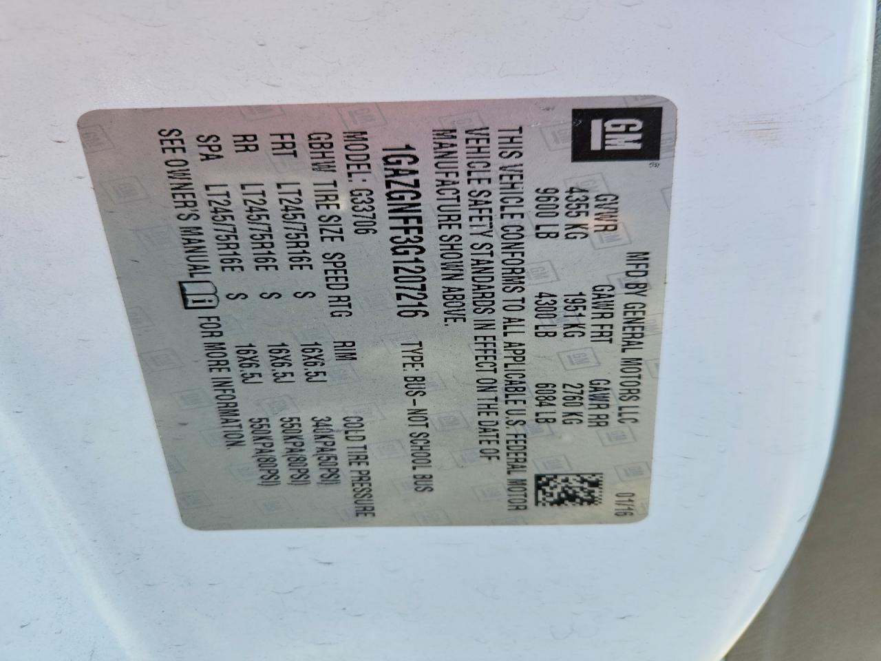 2016 Chevrolet Express G3500 LS