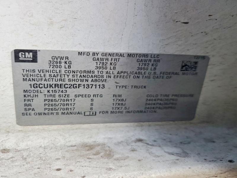 2016 Chevrolet Silverado K1500 lt