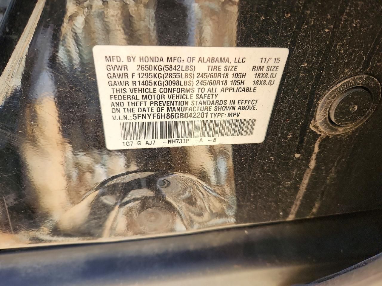 2016 Honda Pilot exl