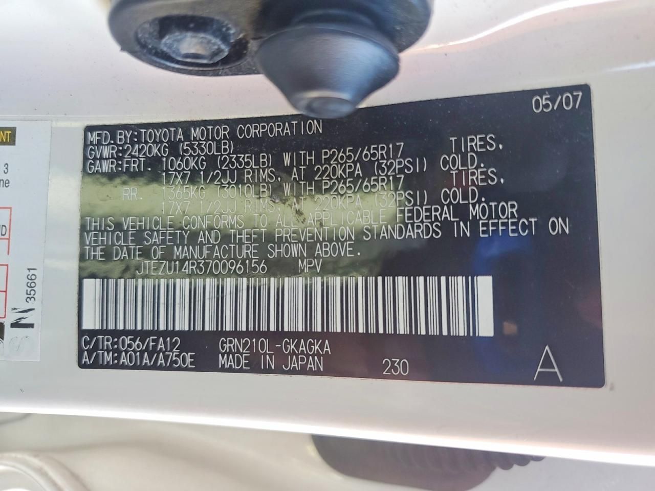 2007 Toyota 4runner SR5