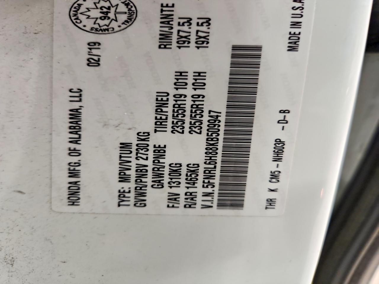 2019 Honda Odyssey Touring