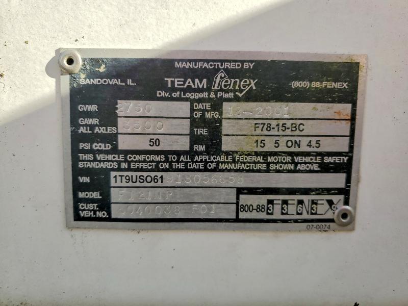 2001 Team Fenex F 121NP Manhole Support Trailer